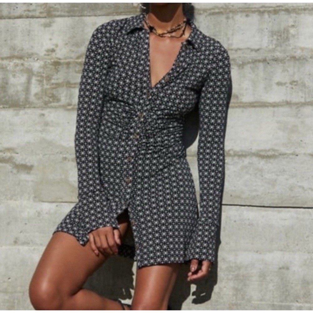 Free People Floral Black Mini Dress